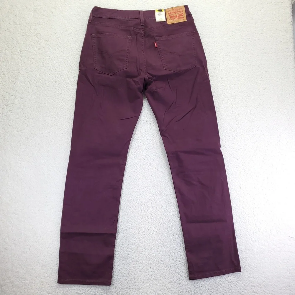 Levis 514 Straight Fit Mens 32x32 Purple Burgundy Stretch Twill Pants NWT